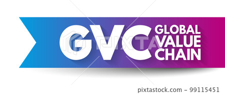 GVC Global Value Chain - full range of activities that economic actors engaged in to bring a product to market, acronym text concept background 99115451