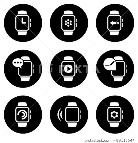 Set of simple icons on a theme smart watch, vector, design, collection, flat, sign, symbol,element, object, illustration, isolated. White background 99115544