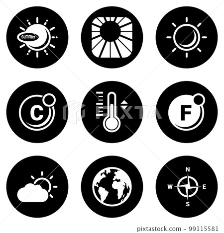 Set of simple icons on a theme Sun, summer, vector, design, flat, sign, symbol, object, illustration. White background Set of simple icons on a theme Sun, summer, vector, design, flat, sign, symbol, object, illustration. White background 99115581