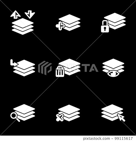 Layer Works Vector Set of simple icons on a theme Layer, work with...-插圖素材 [99115617 ...