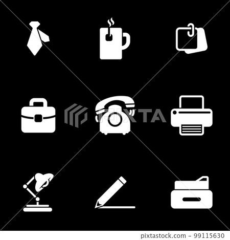 Set of simple icons on a theme Office, work, business, vector, set. Black background Set of simple icons on a theme Office, work, business, vector, set. Black background 99115630