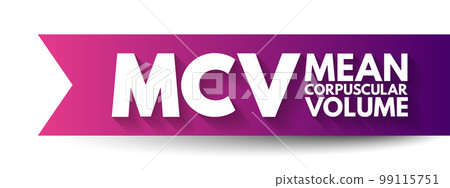 MCV Mean Corpuscular Volume - measure of the average volume of a red blood corpuscle, acronym text concept background 99115751