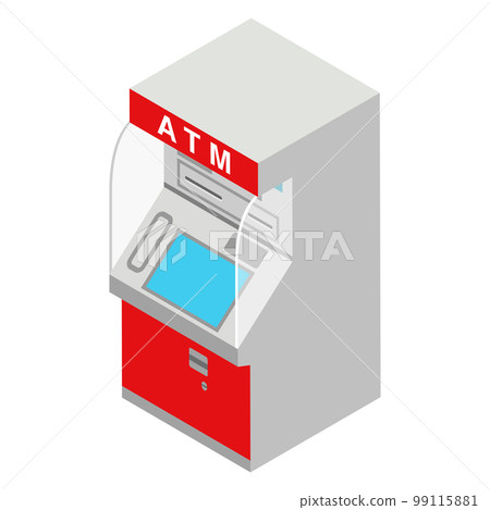 ATM clip art isometric drawing red 99115881
