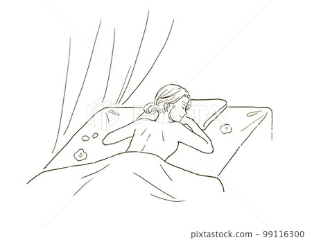 Illustration of the upper body of a woman receiving beauty treatment Illustration of the upper body of a woman receiving beauty treatment 99116300