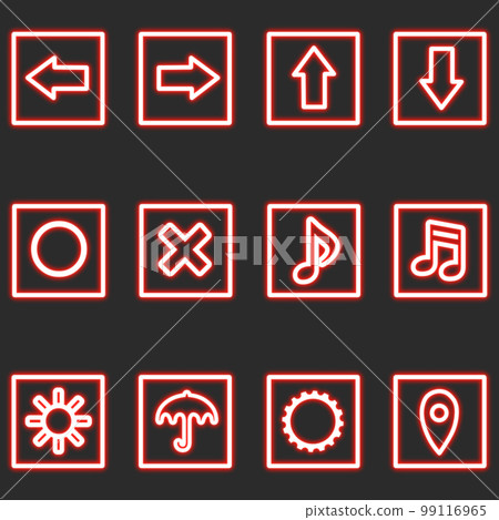 red rectangle neon symbols set - Stock Illustration [99116965] - PIXTA