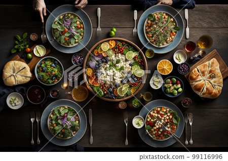 Healthy breakfast on the dining table 99116996