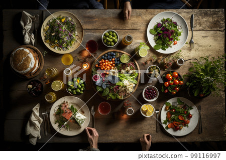 Healthy breakfast on the dining table 99116997