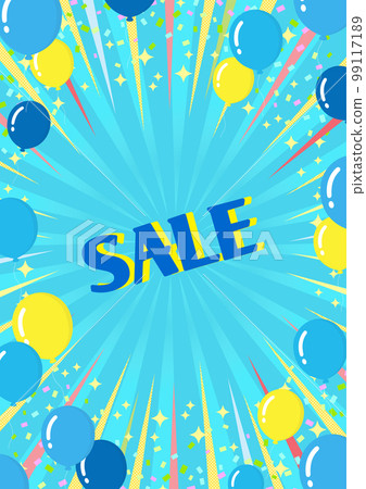 Flyer material of balloons and concentration line _ blue 99117189