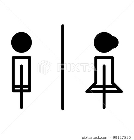 Restroom sign man and woman toilet sign symbol in a glyph pictogram illustration Restroom sign man and woman toilet sign symbol in a glyph pictogram illustration 99117830