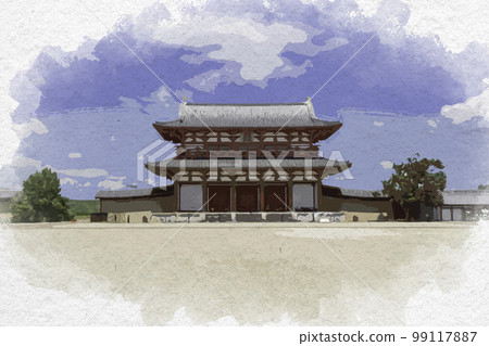 Watercolor-style Heijokyo Ruins Historical Park Suzakumon Gate, Nara City, Nara Prefecture 99117887
