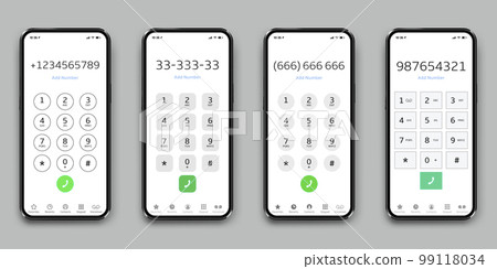 Interface phone keypad. Keypads with numbers and letters for smartphones. Interface phone keypad. Keypads with numbers and letters for smartphones. 99118034