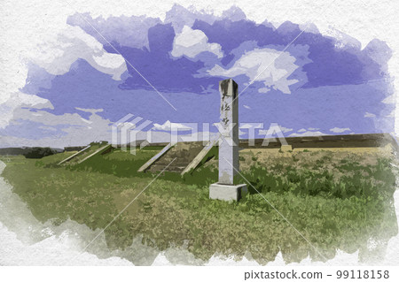 Watercolor style Heijokyo Ruins Historical Park Second Daigokuden Nara City, Nara Prefecture 99118158