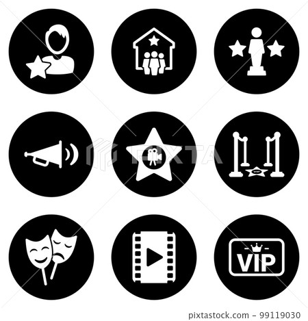Set of simple icons on a theme Cinema, vector, design, collection, flat, sign, symbol,element, object, illustration, isolated. White background 99119030