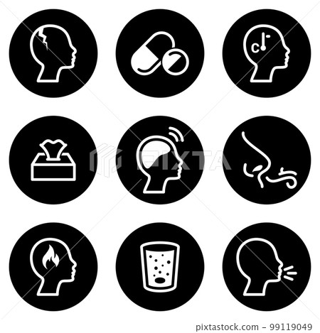 Set of simple icons on a theme Flu, sick people, vector, design, collection, flat, sign, symbol,element, object, illustration, isolated. White background Set of simple icons on a theme Flu, sick people, vector, design, collection, flat, sign, symbol,element, object, illustration, isolated. White background 99119049