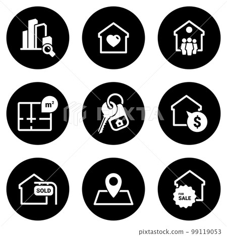Set of simple icons on a theme Real estate, vector, design, collection, flat, sign, symbol,element, object, illustration, isolated. White background Set of simple icons on a theme Real estate, vector, design, collection, flat, sign, symbol,element, object, illustration, isolated. White background 99119053