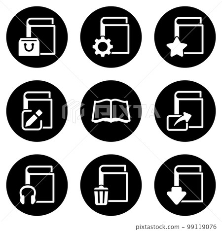 Set of simple icons on a theme book, vector, design, collection, flat, sign, symbol,element, object, illustration, isolated. White background 99119076