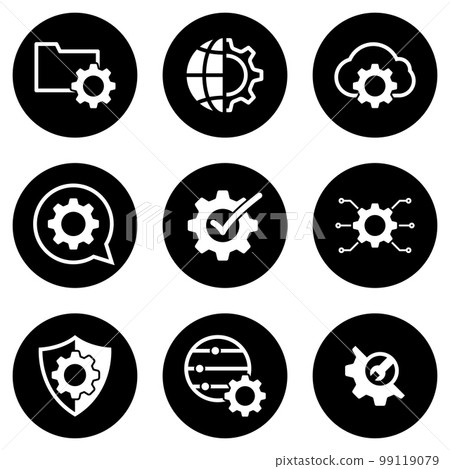 Set of simple icons on a theme settings, vector, design, collection, flat, sign, symbol,element, object, illustration, isolated. White background 99119079