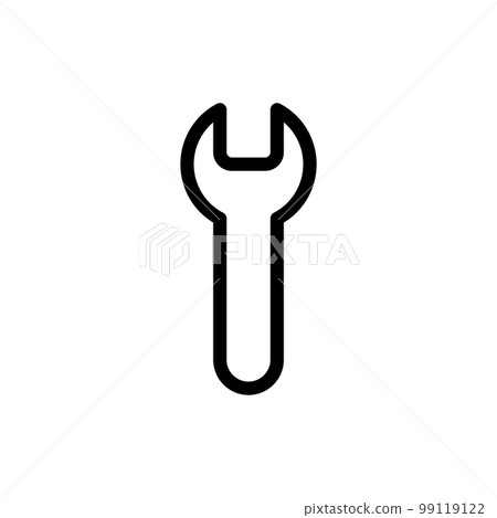 Set of black vector icons, isolated against white background. Flat illustration on a theme wrench 99119122
