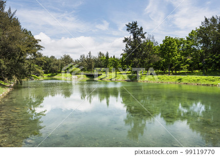 Beautiful view of Pipa Lake at Taitung Forest Park in Taiwan. The scenic Pipa Lake is a habitat of aquatic animals and plants. Beautiful view of Pipa Lake at Taitung Forest Park in Taiwan. The scenic Pipa Lake is a habitat of aquatic animals and plants. 99119770