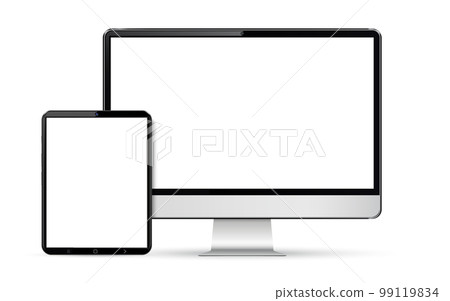 Computer with tablet mockup Computer with tablet mockup 99119834