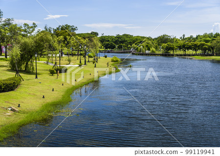 Beautiful lakeside landscape in the Tainan Metropolitan Park in Taiwan. right next to the Tainan Chimei museum. 99119941