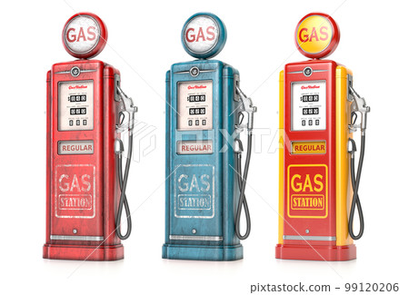 Retro gas fuel pump station isolated on white. 99120206