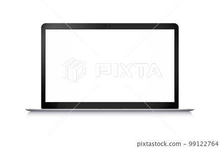Modern laptop with empty wide screen. Vector 3d mockup isolated on white background 99122764