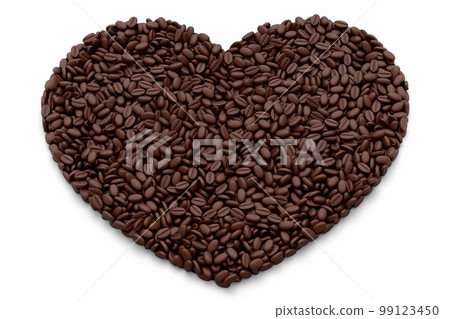 Roasted coffee beans spread out as background, concept takeaway food and drink 99123450