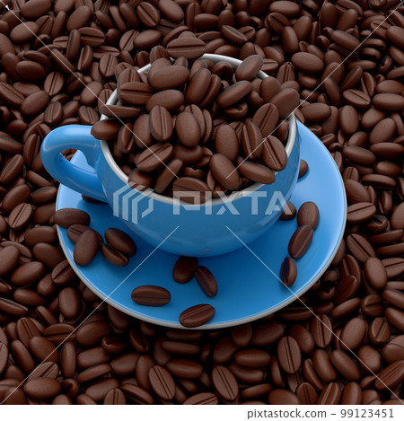 Ceramic coffee cup with coffee beans for americano, espresso, mocha, latte 99123451