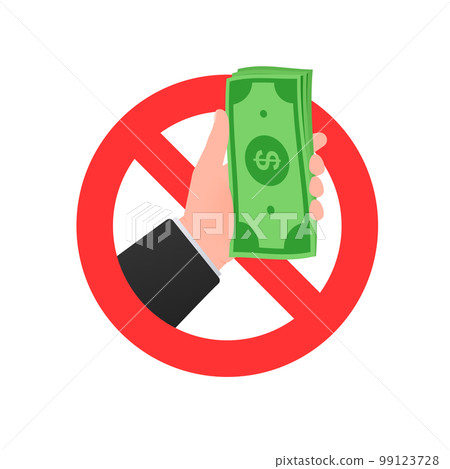 No Cash Money. Prohibition of money. Cash ban icon. 99123728