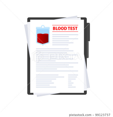 Test tube with blood. Blood test. Patient blood in test tubes. 99123737