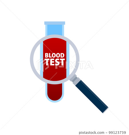 Test tube with blood. Blood test. Patient blood in test tubes. 99123739