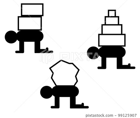 Illustration of a person who is likely to collapse with a heavy burden Illustration of a person who is likely to collapse with a heavy burden 99125907