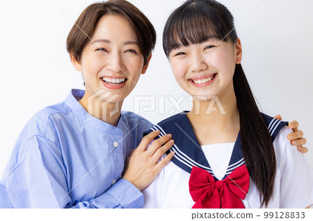 Parent-child uniform white background Parent-child uniform white background 99128833