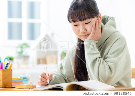 Study melancholy girl Study melancholy girl 99128845