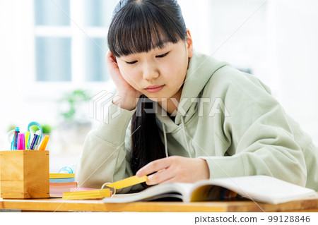 Study melancholy girl Study melancholy girl 99128846