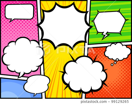 American comic style frame split with speech bubble background 2 illustration 99129265