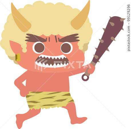 A red ogre chasing after with a metal stick A red ogre chasing after with a metal stick 99129296
