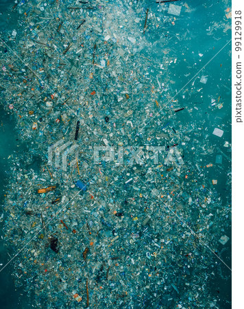 Ocean and plastic trash, aerial view. Pollution by plastic rubbish 99129918
