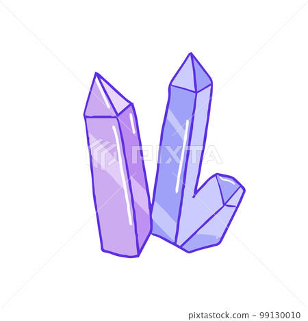 Hand drawn aesthetic isolated cute purple crystals with reflection 99130010