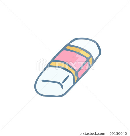 Hand drawn cute pink and white eraser, isolated isometric rubber Hand drawn cute pink and white eraser, isolated isometric rubber 99130040