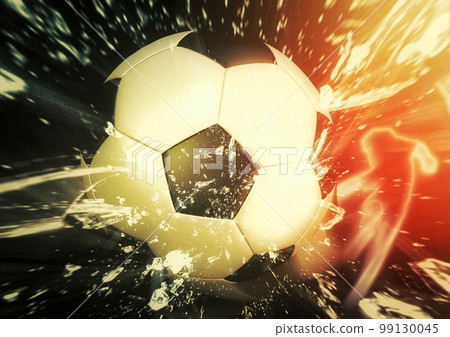 具有復合爆炸效果的 3d 渲染足球背景 99130045
