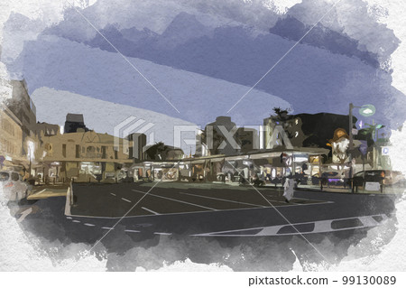 奈良縣奈良市車站前的水彩風格近鐵奈良站旋轉 99130089