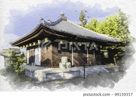 水彩風格的大安寺護摩堂（奈良縣奈良市） 99130357
