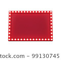 3d retro red signboard with glowing yellow light bulb . Concept of billboard design for cinema, casino, marquee or nightclub . 3d high quality render 99130745
