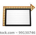 3d retro black and gold signboard with glowing yellow light bulb . Concept of billboard design for cinema, casino, marquee or nightclub . 3d high quality render 99130746