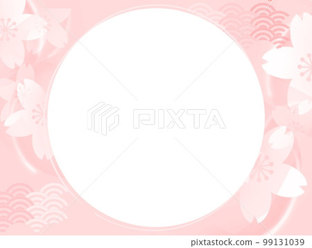 櫻花插圖背景材料春天圖像圓形複製空間 99131039