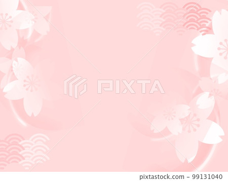 櫻花插圖背景材料春天圖像圓形複製空間 99131040