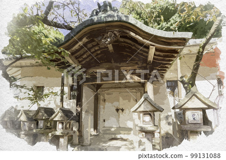 Watercolor-style Chogosonshi-ji Temple Sambodo Hall, Hegun-cho, Ikoma-gun, Nara Prefecture Watercolor-style Chogosonshi-ji Temple Sambodo Hall, Hegun-cho, Ikoma-gun, Nara Prefecture 99131088