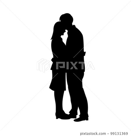 男人和女人擁抱的剪影 男人和女人擁抱的剪影 99131369